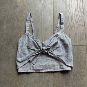 Abercrombie Linen Blend Tie Crop Top